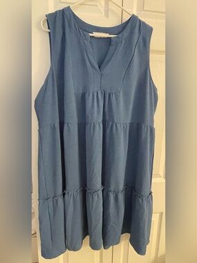 Lucky Brand Sleeveless Tiered Ruffle Dress in Denim Blue Size 3x